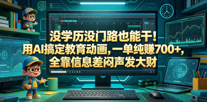 没学历没门路也能干！用AI搞定教育动画，一单纯賺700+，全靠信息差闷声发大财【揭秘】-网创项目总站