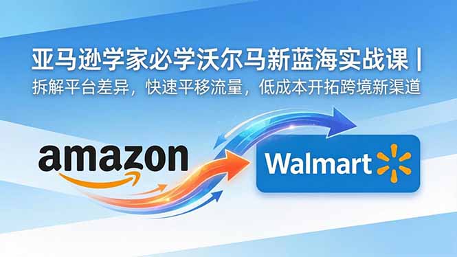 亚马逊卖家必学沃尔玛新蓝海实战课｜拆解平台差异，快速平移流量，低成本开拓跨境新渠道-网创项目总站
