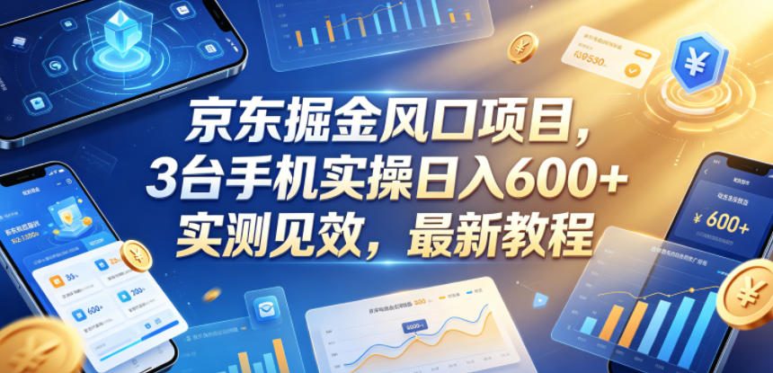 京东掘金风口项目，3台手机实操日入600+，实测见效，最新教程【揭秘】-网创项目总站