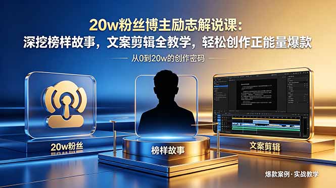 20w粉丝博主励志解说课：深挖榜样故事，文案剪辑全教学，轻松创作正能量爆款-网创项目总站