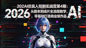 2026AI仿真人短剧实战营第4期：从剧本到成片全流程教学，零基础打造商业级作品-网创项目总站