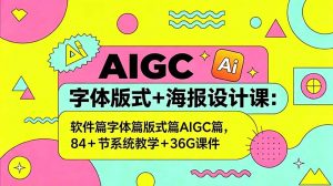AIGC字体版式+海报设计课：软件篇字体篇版式篇AIGC篇，系统教学+36G课件-网创项目总站
