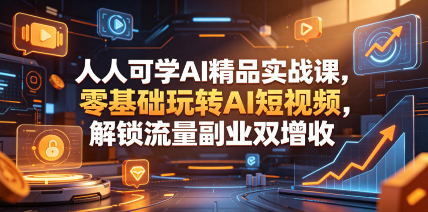 人人可学AI精品实战课，零基础玩转AI短视频，解锁流量副业双增收-网创项目总站