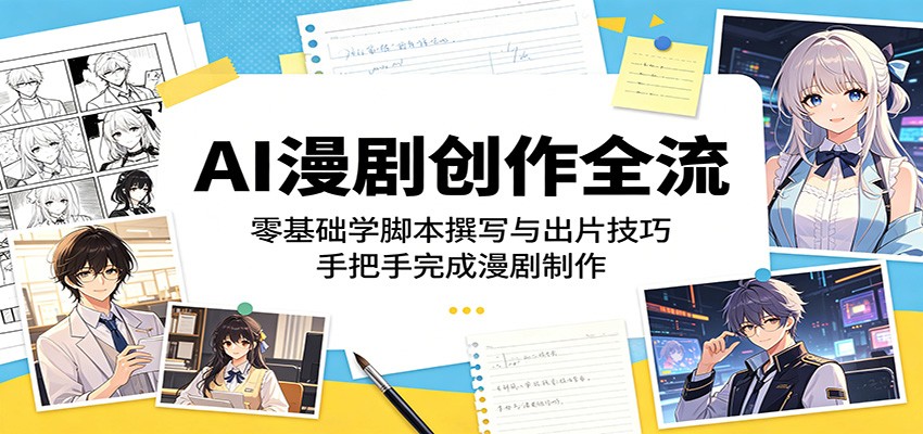 AI漫剧创作全流程：零基础学脚本撰写与出片技巧，手把手完成漫剧制作-网创项目总站