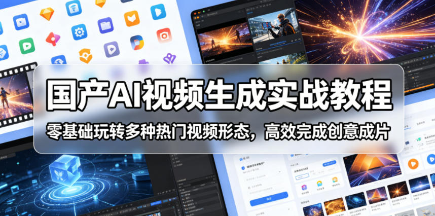 国产AI视频生成实战教程，零基础玩转多种热门视频形态，高效完成创意成片-网创项目总站
