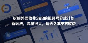 拆解外面收费398的视频号分成计划新玩法，流量很大，每天2张左右收益-网创项目总站