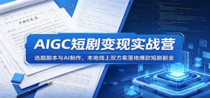 AIGC短剧变现实战营:选题剧本与AI制作,本地线上双方案落地爆款短剧副业-网创项目总站