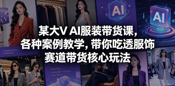 某大V AI服装带货课，各种案例教学，带你吃透服饰赛道带货核心玩法-网创项目总站