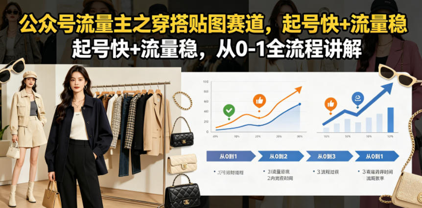 公众号流量主之穿搭贴图赛道，起号快+流量稳，从0-1全流程讲解-网创项目总站
