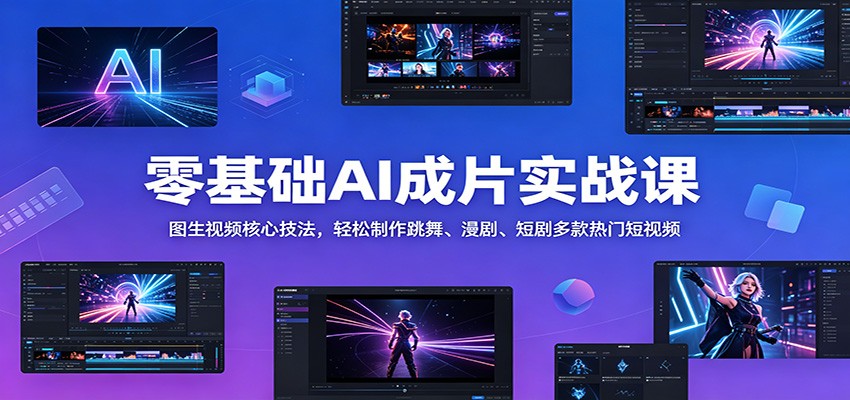零基础AI成片实战课：图生视频核心技法，轻松制作跳舞、漫剧、短剧多款热门短视频-网创项目总站
