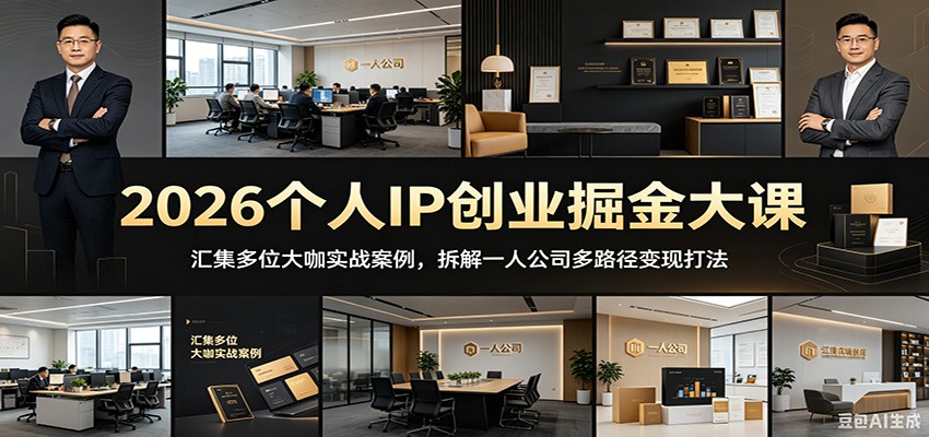 2026个人IP创业掘金大课：汇集多位大咖实战案例，拆解一人公司多路径变现打法-网创项目总站
