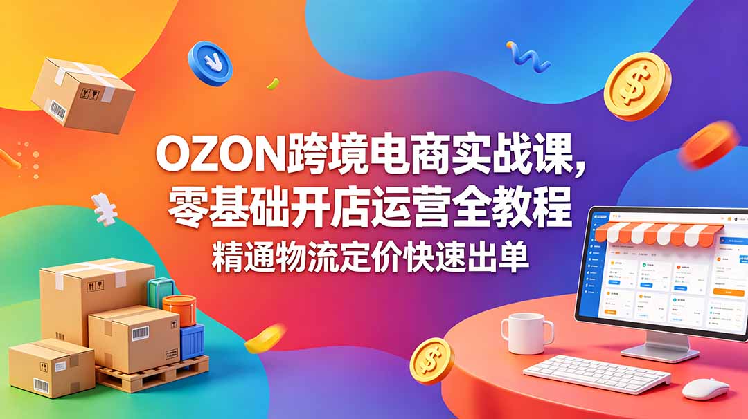 OZON 跨境电商实战课，零基础开店运营全教程，精通物流定价快速出单-网创项目总站
