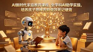 AI新时代家庭教育课程，全学科AI助学实操，培养孩子思维告别低效死记硬背-网创项目总站