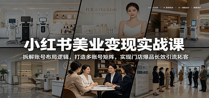 小红书美业变现实战课：拆解账号布局逻辑，打造多账号矩阵，实现门店爆品长效引流拓客-网创项目总站