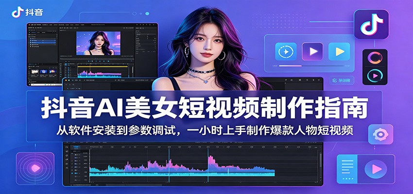 抖音AI美女短视频制作指南：从软件安装到参数调试，一小时上手制作爆款人物短视频-网创项目总站