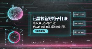 迅雷拉新野路子打法，吃瓜类玩法怎么做，玩法自热截流及后端处理详解-网创项目总站