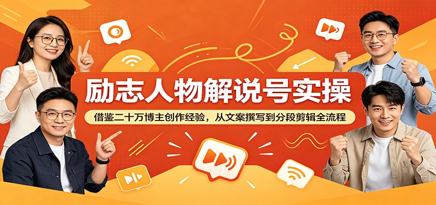 励志人物解说号实操：借鉴二十万博主创作经验，从文案撰写到分段剪辑全流程-网创项目总站