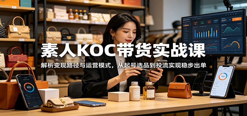 素人KOC带货实战课：解析变现路径与运营模式，从起号选品到投流实现稳步出单-网创项目总站