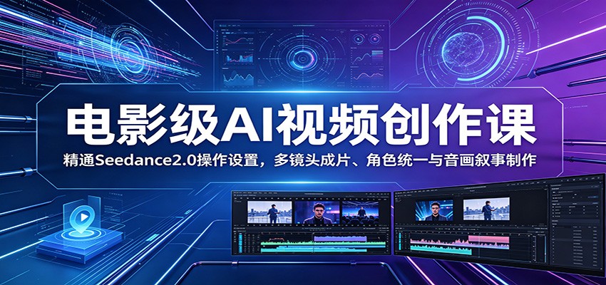 电影级AI视频创作课：精通Seedance2.0操作设置，多镜头成片、角色统一与音画叙事制作-网创项目总站