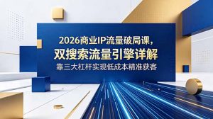 2026商业IP流量破局课，双搜索流量引擎详解，靠三大杠杆实现低成本精准获客-网创项目总站