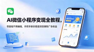 AI微信小程序变现全教程，零基础不用编程，手把手教你搭建项目赚取广告收益-网创项目总站