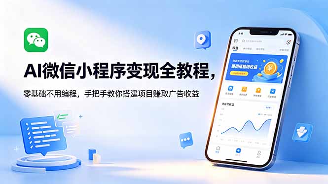 AI微信小程序变现全教程，零基础不用编程，手把手教你搭建项目赚取广告收益-网创项目总站
