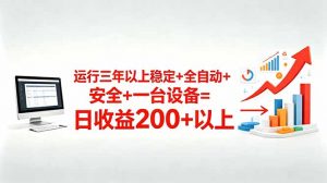 三年以上稳定+全自动+安全+一台设备=日收益200+-网创项目总站