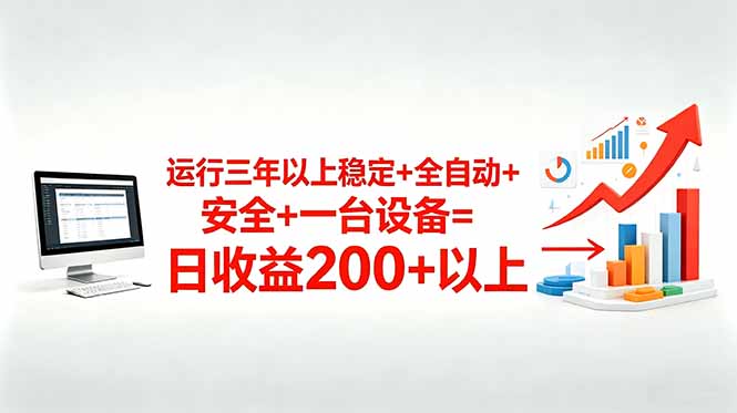三年以上稳定+全自动+安全+一台设备=日收益200+-网创项目总站