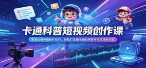 卡通科普短视频创作课：掌握动画风格制作技巧，轻松打造趣味知识类账号实现涨粉变现-网创项目总站