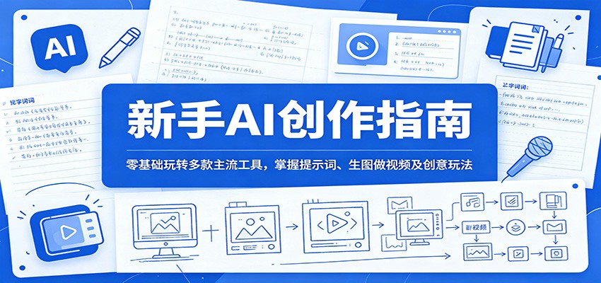 新手AI创作指南：零基础玩转多款主流工具，掌握提示词、生图做视频及创意玩法-网创项目总站