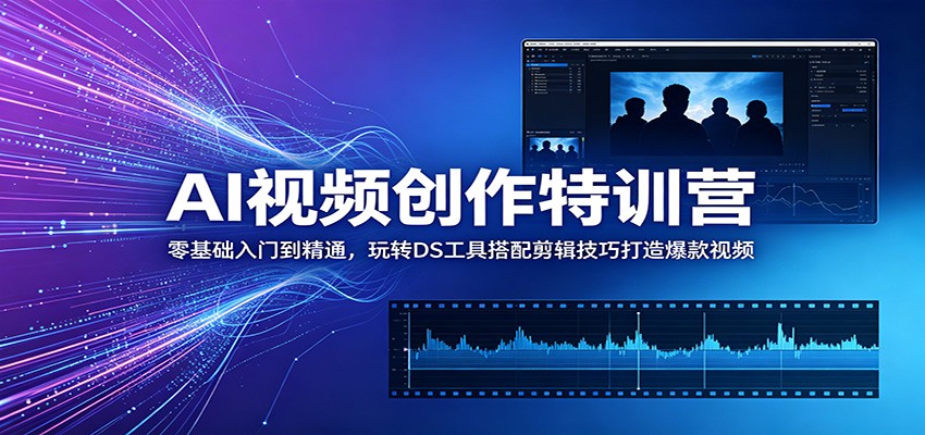 AI视频创作特训营：零基础入门到精通，玩转DS工具搭配剪辑技巧打造爆款视频-网创项目总站