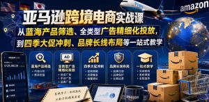 亚马逊跨境电商实战课,从蓝海产品筛选、全类型广告精细化投放,到四季大促冲刺、品牌长线布局等一站式教学-网创项目总站