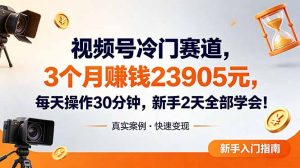 视频号冷门赛道，3个月变现23905元，新手2天学会 每天操作30分钟！-网创项目总站