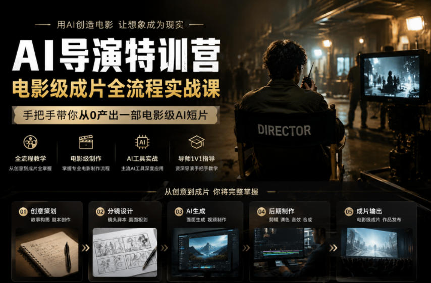 AI导演特训营，电影级成片全流程实战课，手把手带你从0产出一部电影级AI短片-网创项目总站