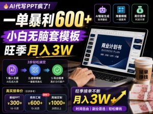 AI代写PPT疯了！一单暴利600+，小白无脑套模板，旺季月入3W，不用苦哈哈引流【揭秘】-网创项目总站