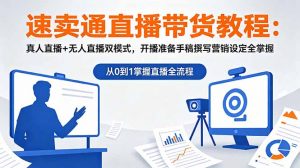 速卖通直播带货教程：真人直播+无人直播双模式，开播准备手稿撰写营销设定全掌握-网创项目总站