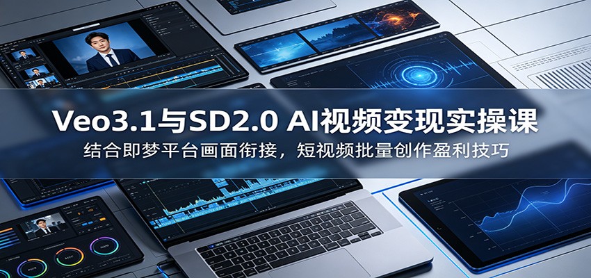 Veo3.1与SD2.0 AI视频变现实操课课：结合即梦平台画面衔接，短视频批量创作盈利技巧-网创项目总站