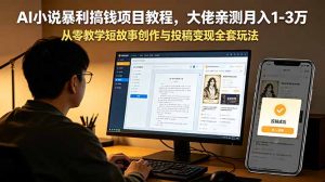 AI小说暴利搞钱项目教程，大佬亲测月入1-3万，从零教学短故事创作与投稿变现全套玩法-网创项目总站