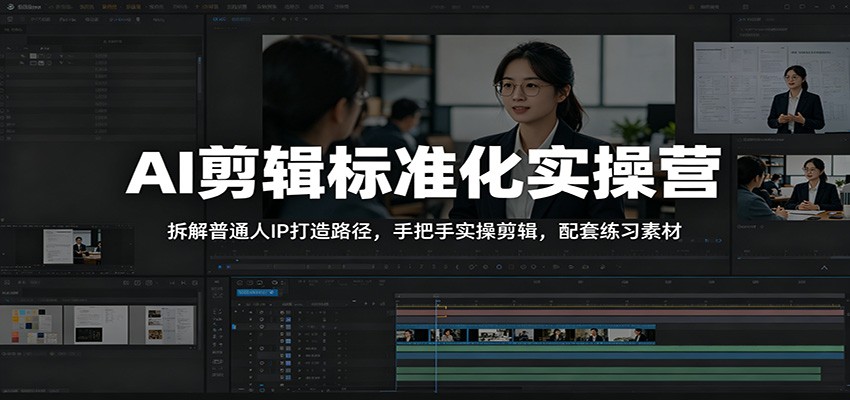 AI剪辑标准化实操营：拆解普通人IP打造路径，手把手实操剪辑，配套练习素材-网创项目总站