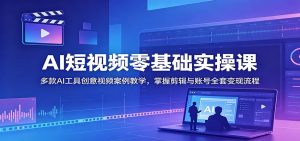 AI短视频零基础实操课：多款AI工具创意视频案例教学，掌握剪辑与账号全套变现流程-网创项目总站
