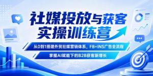 社媒投放与获客实操训练营，从0到1搭建外贸社媒营销体系，FB+INS广告全流程，掌握AI赋能下的B2B获客新增长-网创项目总站
