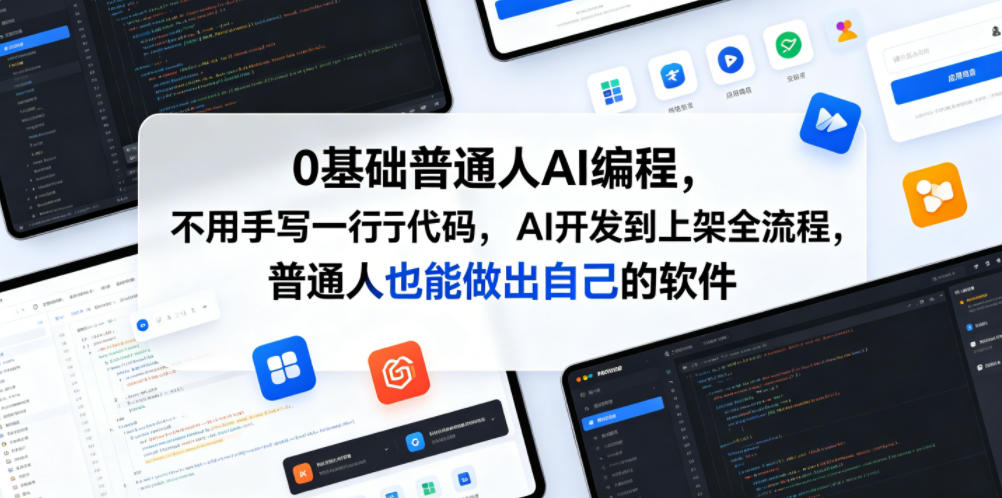 0基础普通人AI编程，不用手写一行代码，AI开发到上架全流程，普通人也能做出自己的软件-网创项目总站