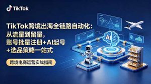 TikTok跨境出海全链路自动化：从流量到留量，账号批量注册+AI起号+选品策略一站式-网创项目总站