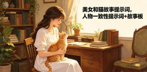美女和猫故事提示词，人物一致性提示词+故事板-网创项目总站