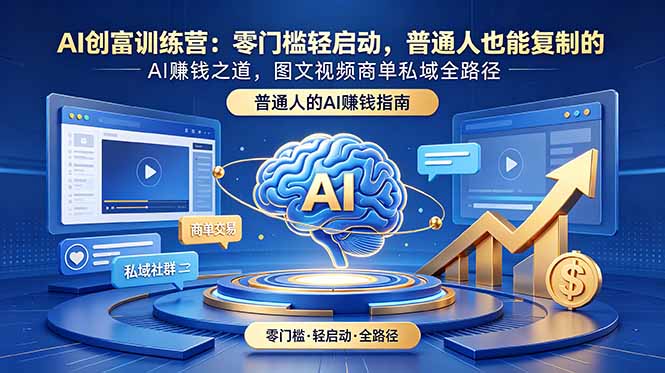AI创富训练营：零门槛轻启动，普通人也能复制的AI赚钱之道，图文视频商单私域全路径-网创项目总站