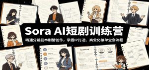 Sora AI短剧训练营：精通分镜剧本剧情创作，掌握IP打造、商业化接单全套流程-网创项目总站