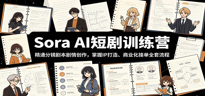 Sora AI短剧训练营：精通分镜剧本剧情创作，掌握IP打造、商业化接单全套流程-网创项目总站