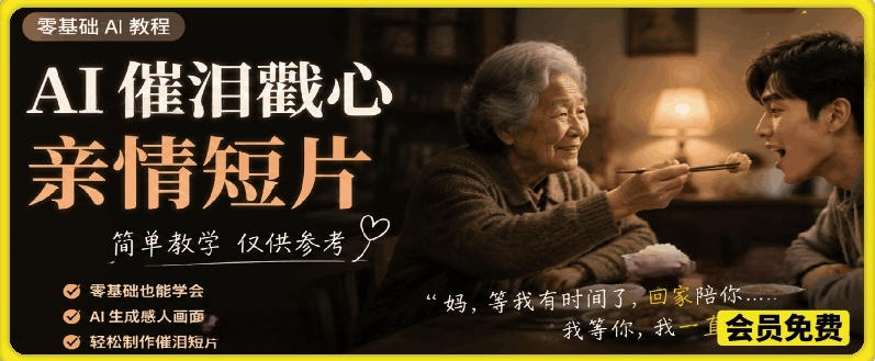 AI催泪戳心亲情短片，零基础AI教程，简单教学仅供参考-网创项目总站