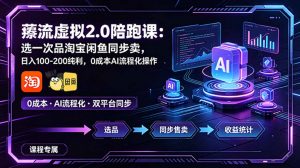 薅流虚拟2.0陪跑课：选一次品淘宝闲鱼同步卖，日入100-200纯利，0成本AI流程化操作-网创项目总站