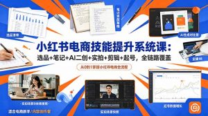 小红书电商技能提升系统课：选品+笔记+AI二创+实拍+剪辑+起号，全链路覆盖-网创项目总站
